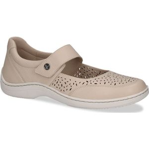 CAPRICE Damesballerina's van leer met riempjes, schoenbreedte H, extra breedte, Wht Blue Kam, 40 EU