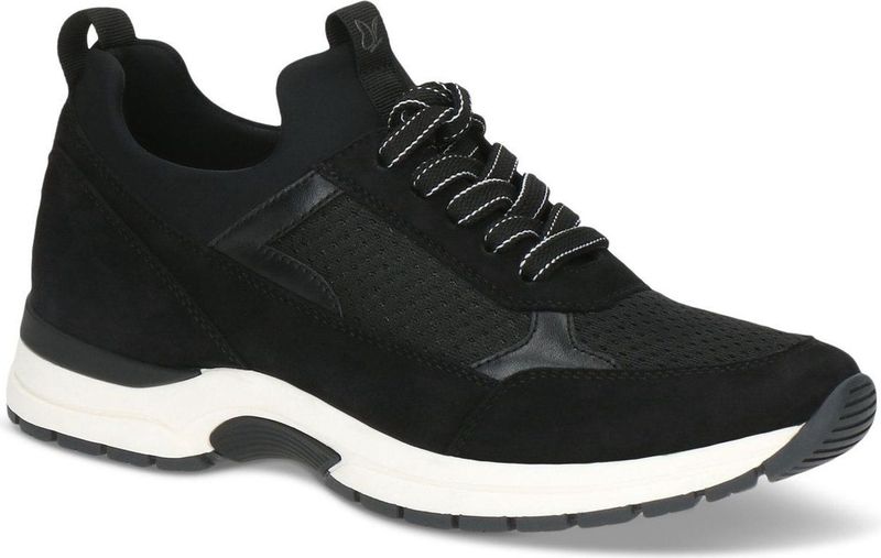 Caprice - 9-23652-43 - Dames Sneaker - Zwart - Leer/Textiel - G-breedte