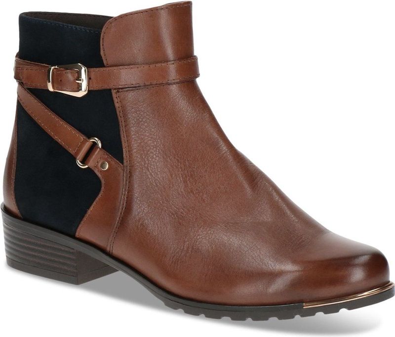 Caprice - Enkellaarsjes - Zwart - Leer - Blokhak