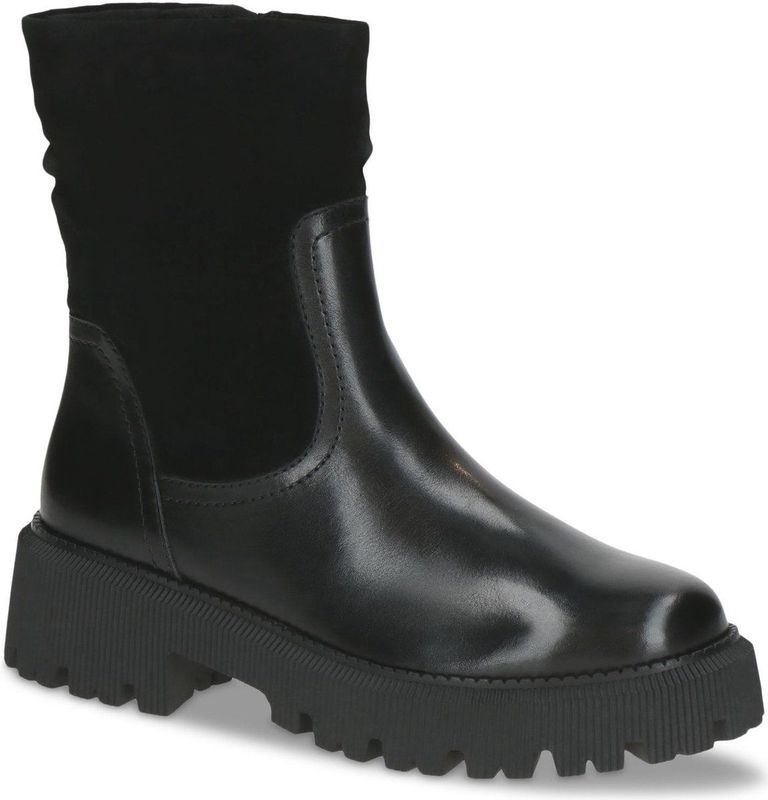 Enkellaarsjes - Effen - Leer - Blokhak - Ritssluiting - Warm Gevoerd