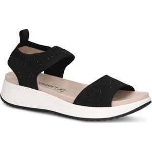 Caprice - 9-28710-44 - Platte Sandalen - Zwart - Textiel - Airmotion Uitneembaar Voetbed