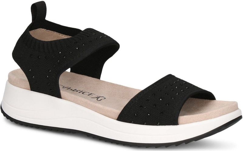 Caprice - 9-28710-44 - Platte Sandalen - Zwart - Textiel - Airmotion Uitneembaar Voetbed