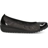Caprice - 9-22103-01I - Dames Ballerina - Zwart - Leer - G-breedte
