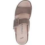 Caprice - Slippers - Taupe - Textiel - Klittenbandsluiting - Sleehak