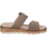 Caprice - Slippers - Taupe - Textiel - Klittenbandsluiting - Sleehak