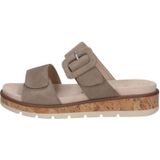 Caprice - Slippers - Taupe - Textiel - Klittenbandsluiting - Sleehak