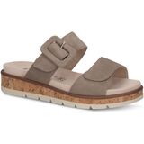 Caprice - Slippers - Taupe - Textiel - Klittenbandsluiting - Sleehak