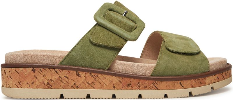 Caprice - Pantoffel - Zwart - Leer - Klittenbandsluiting