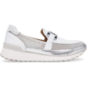 Caprice - Damessneakers - Wit/Zilver - Leer/Textiel