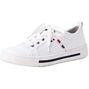 Jana Dames Sneaker 8-8-23664-28 H-breedte Maat: EU vrije tijd schoenen in sportief design brede schoenbreedte comfortabele pasvorm, wit, 37 EU Breed