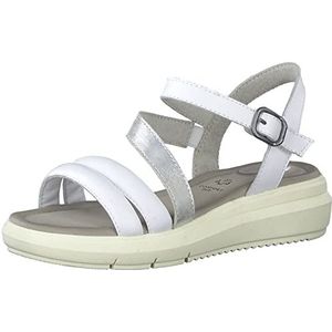 Tamaris Comfort 8-8-88202-20-191 plateausandalen voor dames, Wit en zilver.