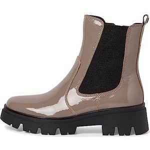 Tamaris Comfort Dames 8-85415-41 Leder Comfort Fit uitneembaar voetbed instaplaarzen alledaagse schoenen Chelsea laarzen, Taupe patent, 39 EU Breed