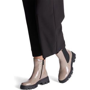 Tamaris Comfort Dames 8-85415-41 Leder Comfort Fit uitneembaar voetbed instaplaarzen alledaagse schoenen Chelsea laarzen, Taupe patent, 37 EU Breed
