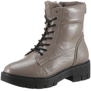 Tamaris Comfort Dames 8-85216-41 Leder Comfort Fit uitneembaar voetbed Modieus alledaagse schoenen enkellaarsjes, Taupe patent, 40 EU Breed