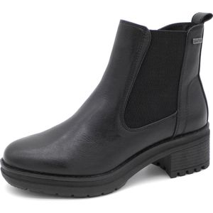 Jana Chelsea boots voor dames van kunstleer met blokhak, breedte H extra breed, Black Nappa, 40 EU