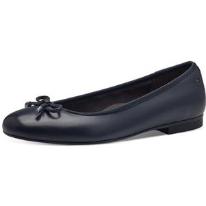 Tamaris Comfort Ballerina's voor dames van leer met strik, Donkerblauw, 37 EU Breed