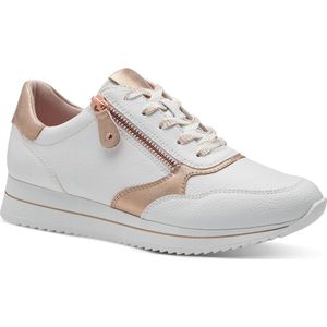 Jana Dames sneakers plat met ritssluiting Vegan, wit, roségoud, 38 EU Breed