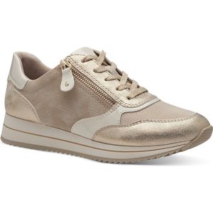 Jana Dames sneakers plat met ritssluiting Vegan, beige-goud, 38 EU