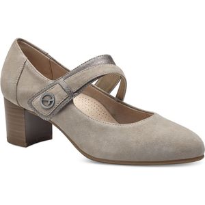 Tamaris Comfort Mary Jane damespumps met riem van leer, lichtgrijs, 37 EU