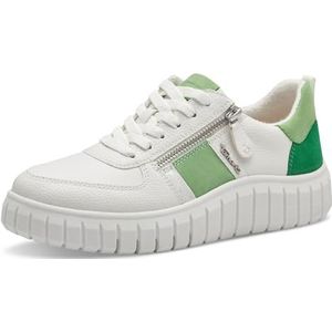 Tamaris 8-83720-42 sneakers voor dames, wit, groen, 38 EU Breed
