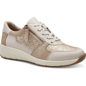 Jana 8-23769-42 Sneakers voor dames, beige/bloem, 38 EU breed, Beige bloem, 38 EU Breed