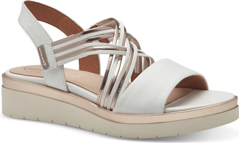 Sandaal - Gevoerd - Velcro Sluiting - Sleehak - Gestreept - Imitatieleer