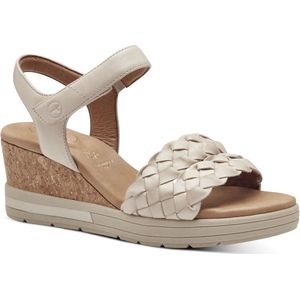 Tamaris Dames Comfort 8-88308-42 415 Ivory Nappa Wedge Plateausandaal Comfortabele extra brede alledaagse schoen feestelijk elegant wigvormige sandalen, 37 EU breed, Ivory Nappa, 37 EU Breed