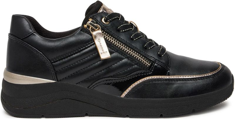 Jana - 8-23771-43 Veterschoenen - Zwart-Goud - Kunstleer