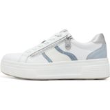 TAMARIS Comfort Sneakers - Denim Combi - Leer en Textiel