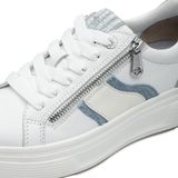 TAMARIS Comfort Sneakers - Denim Combi - Leer en Textiel
