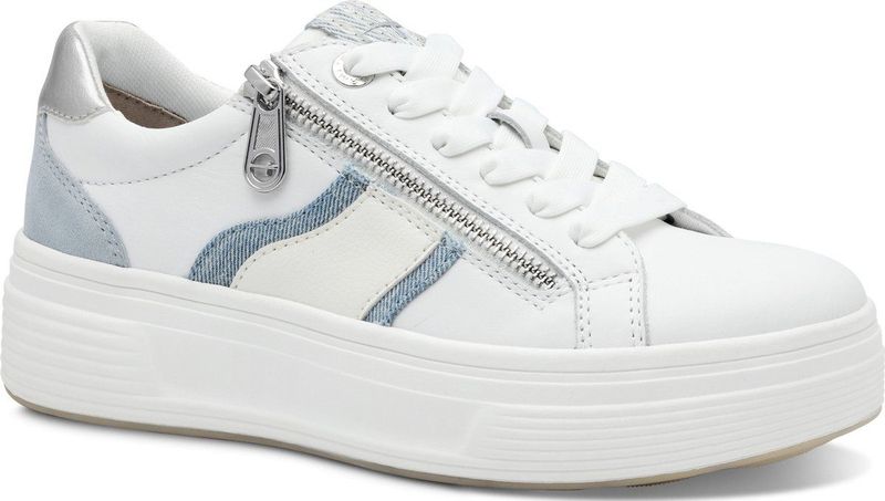 TAMARIS Comfort Sneakers - Denim Combi - Leer en Textiel
