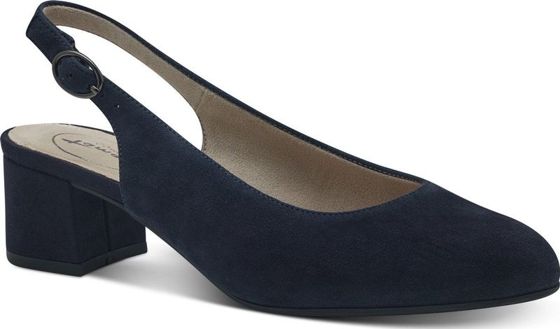 TAMARIS Comfort Slingpumps - Marineblauw - Leer - Hallux-vriendelijk