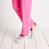 TAMARIS Comfort Damessneakers - Vrijetijdssneaker - Wit/Fuchsia - Leer/Textiel/Synthetisch