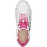 TAMARIS Comfort Damessneakers - Vrijetijdssneaker - Wit/Fuchsia - Leer/Textiel/Synthetisch