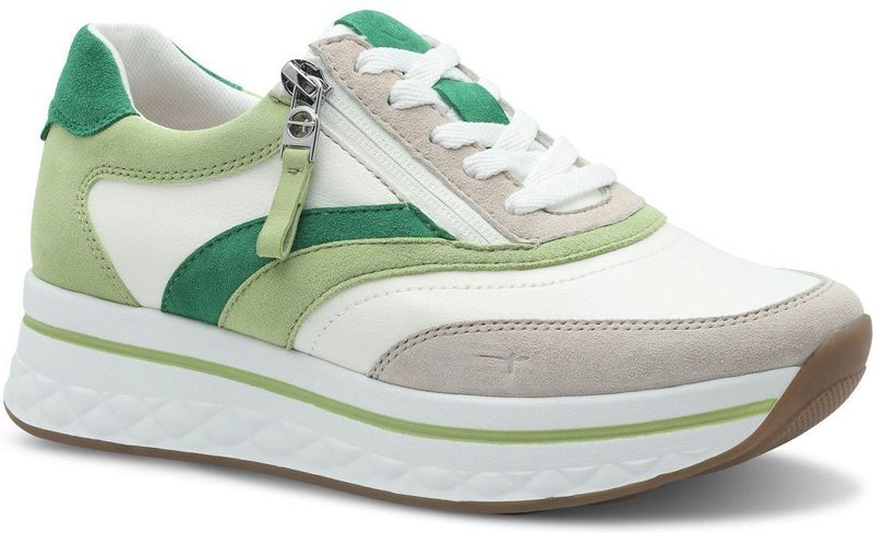 TAMARIS - Comfortabele Sneakers - Groen - Leer