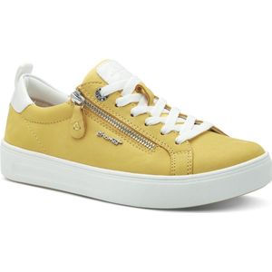 TAMARIS - Comfort Damessneakers - Geel Nubuck - Vrijetijdssneaker - Ritssluiting
