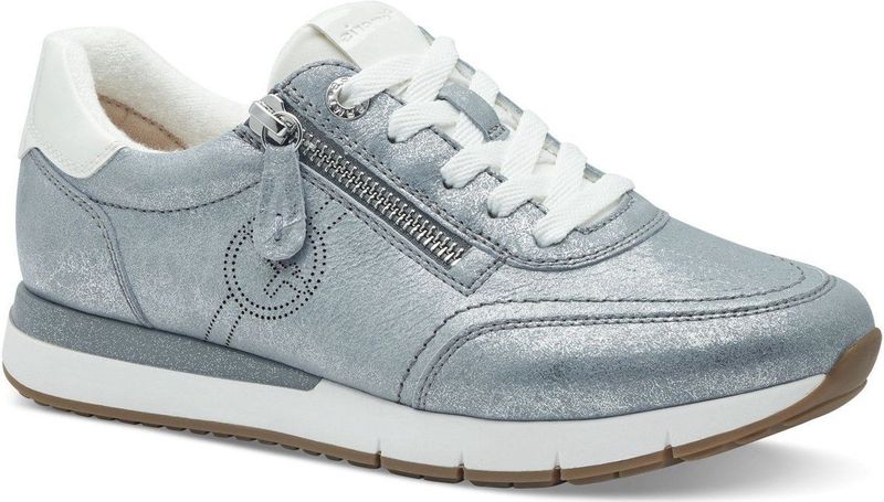 TAMARIS Comfort Sneakers - Blauw Glamour - Leer/Textiel/Synth