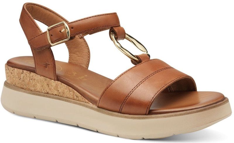 TAMARIS Comfort Sandalen - Cognac - Sleehak - Hallux-Vriendelijk