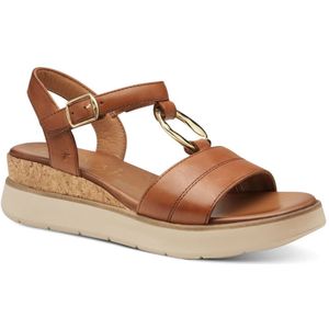 TAMARIS Comfort Sandalen - Cognac - Sleehak - Hallux-Vriendelijk