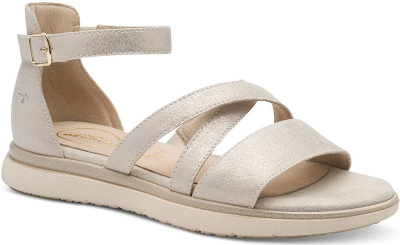 TAMARIS Comfort Platte Sandalen - Beige Glam - Hallux-vriendelijk - Hoogwaardig Materiaal