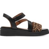 TAMARIS Comfort Sleehaksandalen - Zwart/Leo - Hallux-vriendelijk - Hoogwaardig Materiaal