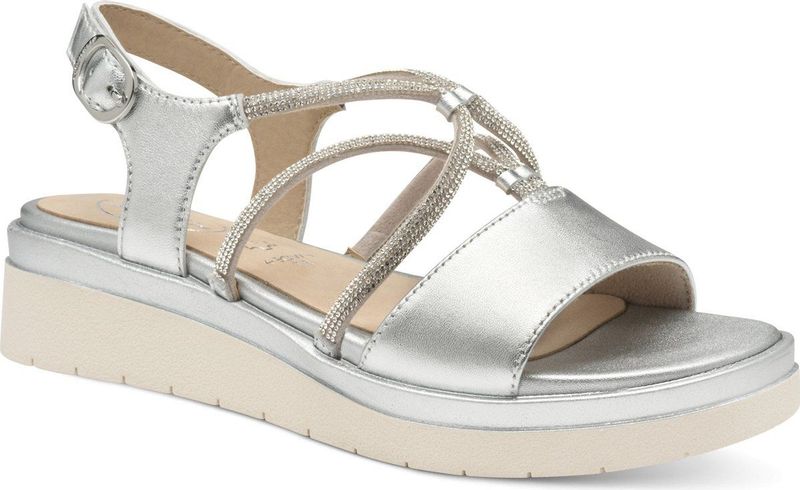 TAMARIS Comfort Sandalen - Zilver - Hallux-vriendelijk - Duurzaam Materiaal