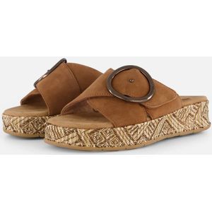 Tamaris - Casual Sandalen - Cognac - Leer - Brede Pasvorm