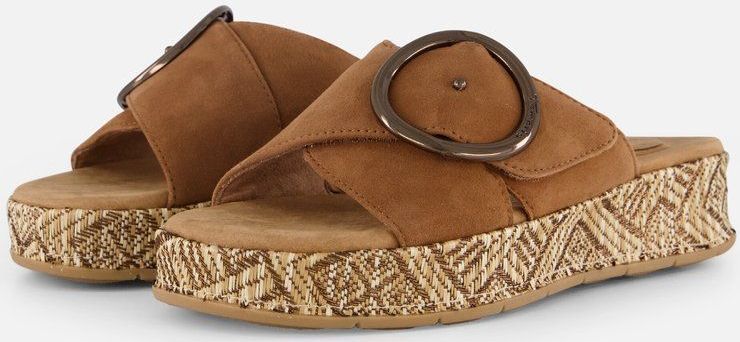 Tamaris - Casual Sandalen - Cognac - Leer - Brede Pasvorm