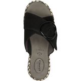 TAMARIS Comfort Damessandalen - Leer - Zwart - Wide Fit - Hallux Vriendelijk