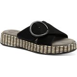 TAMARIS Comfort Damessandalen - Leer - Zwart - Wide Fit - Hallux Vriendelijk