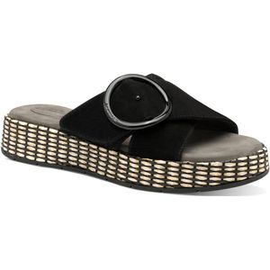 TAMARIS Comfort Damessandalen - Leer - Zwart - Wide Fit - Hallux Vriendelijk