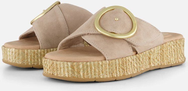 TAMARIS - Comfort Damessandalen - Beige - Leer - Wide Fit