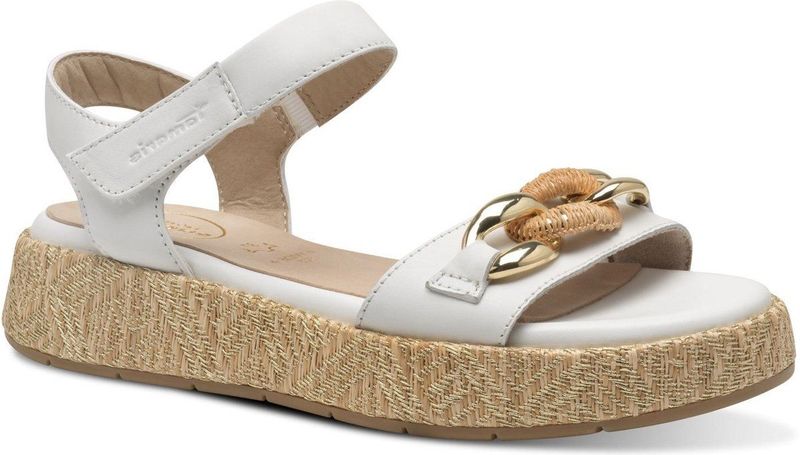 TAMARIS - Comfort Damessandalen - Wit - Sleehak - Hallux-vriendelijk