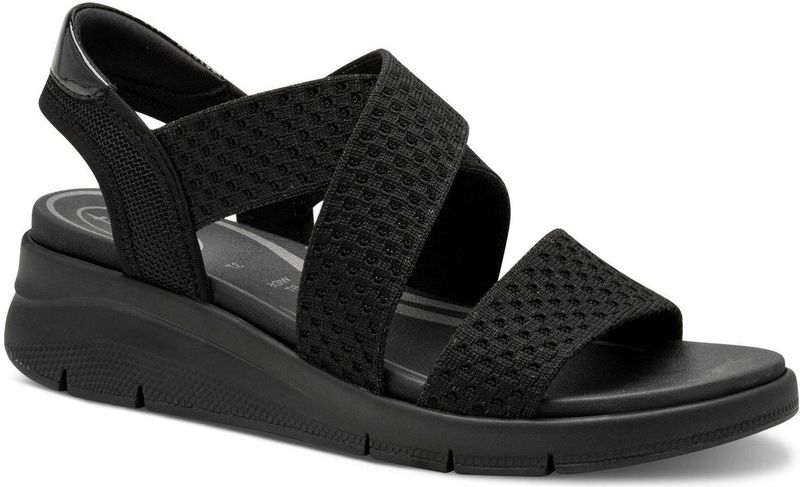 TAMARIS Comfort TC Vegan Sandalen - Zwart - Sleehak - Hallux-vriendelijk